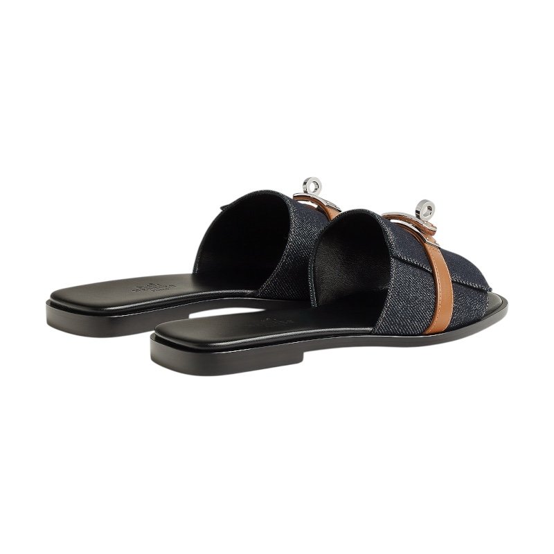 Hermes Giulia sandal Bleu Brut / Naturel - Image 4